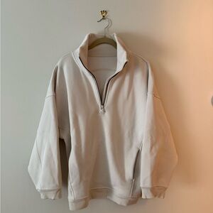 Lululemon Women’s Oversized Cream Half-Zip Sweater
